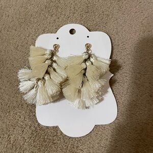 Chic Cream Tassel Earrings